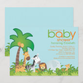Modern Safari Animals Baby shower Uitnodiging (Voorkant / Achterkant)
