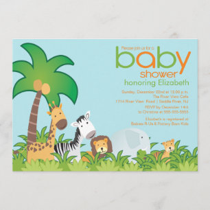 Modern Safari Animals Baby shower Uitnodiging