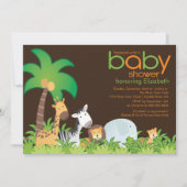Modern Safari Animals Baby shower Uitnodiging (Voorkant)