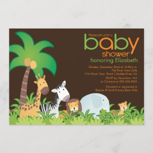 Modern Safari Animals Baby shower Uitnodiging