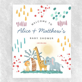Modern Safari Animals Boy Baby shower Welkomstbord Perfect Poster