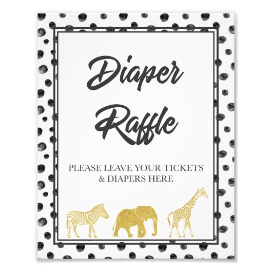 Modern Safari Baby shower Diaper Raffle Game Foto Afdruk (Voorkant)