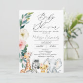 Modern Safari Blush Boho Floral Baby shower Kaart (Staand voorkant)
