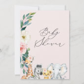 Modern Safari Blush Boho Floral Baby shower Kaart (Achterkant)