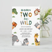 Modern Safari Born Two Be Wild 2e verjaardag Kaart (Staand voorkant)
