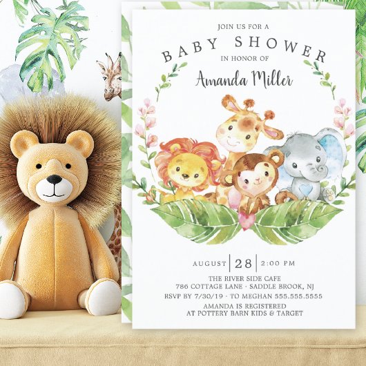Modern Safari Oerwoud Animals Baby shower Kaart