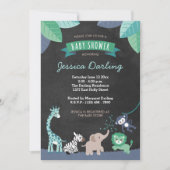 Modern Safari Oerwoud Baby Boy Shower Invitations Kaart (Voorkant)