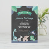 Modern Safari Oerwoud Baby Boy Shower Invitations Kaart (Staand voorkant)