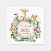 Modern Safari Wild Animals Greenery Party Servet (Voorkant)