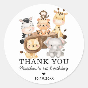 Modern Safari Wild Animals Verjaardag Baby shower Ronde Sticker