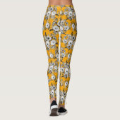 Modern Saffron Grey White Floral Waterverf Paint Leggings (Achterkant)