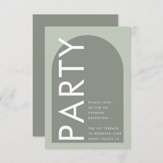 Modern Sage Arch Moss Abstract Japandi Minimalisme Informatiekaartje (Voorkant / Achterkant)