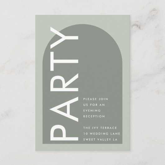 Modern Sage Arch Moss Abstract Japandi Minimalisme Informatiekaartje (Voorkant)