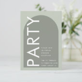 Modern Sage Arch Moss Abstract Japandi Minimalisme Informatiekaartje (Staand voorkant)