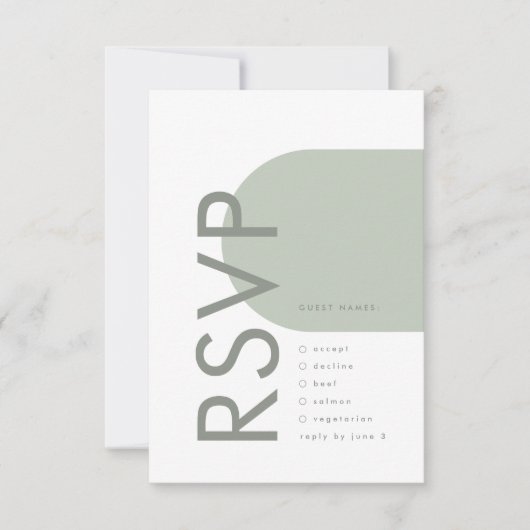 Modern Sage Arch Moss Abstract Japandi Minimalisme RSVP Kaartje (Voorkant)