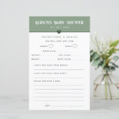 Modern Sage Baby shower Advies en Voorspellingen (Staand voorkant)