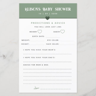 Modern Sage Baby shower Advies en Voorspellingen
