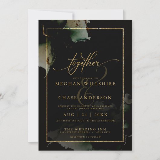 Modern Sage Black Custom2 Waterverf Kaart (Voorkant)