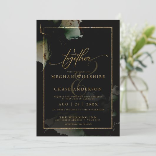 Modern Sage Black Custom2 Waterverf Kaart (Staand voorkant)