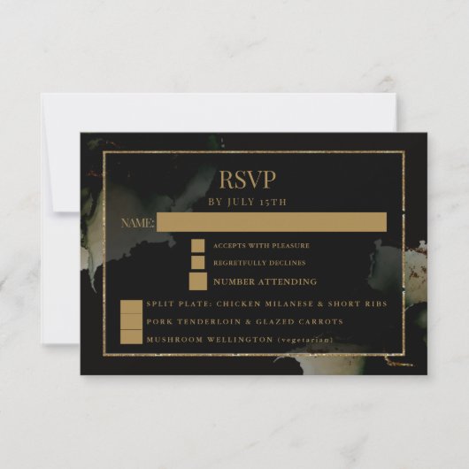 Modern Sage Black Custom RSVP Kaartje (Voorkant)
