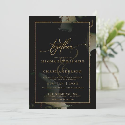 Modern Sage Black Custom Waterverf Kaart (Staand voorkant)