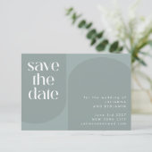 Modern Sage Blauwgroen groene geometrische chique  Save The Date (Staand voorkant)