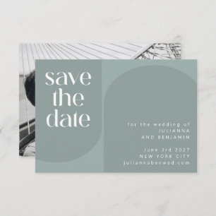 Modern Sage Blauwgroen groene geometrische chique  Save The Date