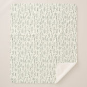 Modern Sage Botanisch Patroon Sherpa Deken (Voorkant)