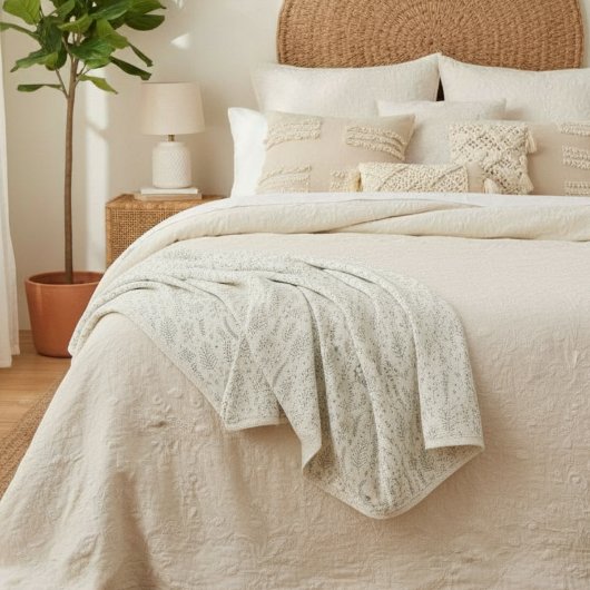 Modern Sage Botanisch Patroon Sherpa Deken