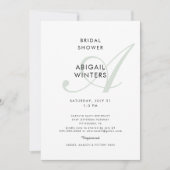 Modern Sage Bruid Initiaal Eenvoudig Vrijgezellenf Kaart (Voorkant)