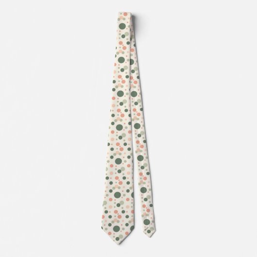 Modern Sage & Coral Polka Dot Pattern Stropdas (Voorkant)