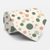 Modern Sage & Coral Polka Dot Pattern Stropdas (Opgerold)