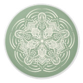 Modern Sage Country Farmhouse Ivory Mandala Keramische Knop (Voorkant)
