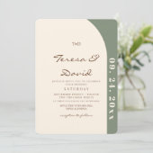 Modern Sage & Cream Boho Photo Wedding Kaart (Staand voorkant)