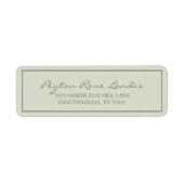 Modern Sage Elegant Green Script Etiket (Voorkant)