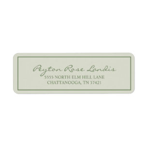 Modern Sage Elegant Green Script Etiket