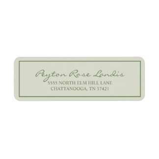 Modern Sage Elegant Green Script Etiket
