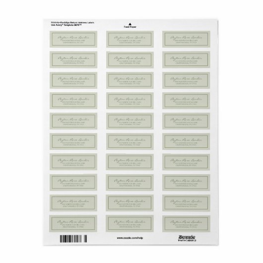 Modern Sage Elegant Green Script Etiket (Full Sheet)