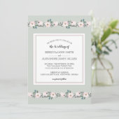 Modern Sage en Blush Pink Floral Wedding Invite Kaart (Staand voorkant)