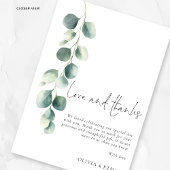 Modern Sage Eucalyptus Wedding Love Thank You Kaart