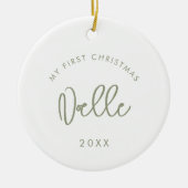 Modern Sage Font Baby's eerste kerstfoto Keramisch Ornament (Voorkant)