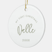 Modern Sage Font Baby's eerste kerstfoto Keramisch Ornament (Links)