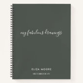 Modern Sage gepersonaliseerde schetsboek Jouw naam Notitieboek (Voorkant)