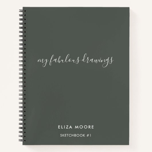Modern Sage gepersonaliseerde schetsboek Jouw naam Notitieboek (Voorkant)