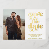 Modern Sage Gold Foil Foto Save the Date Folie Uitnodiging (Voorkant)