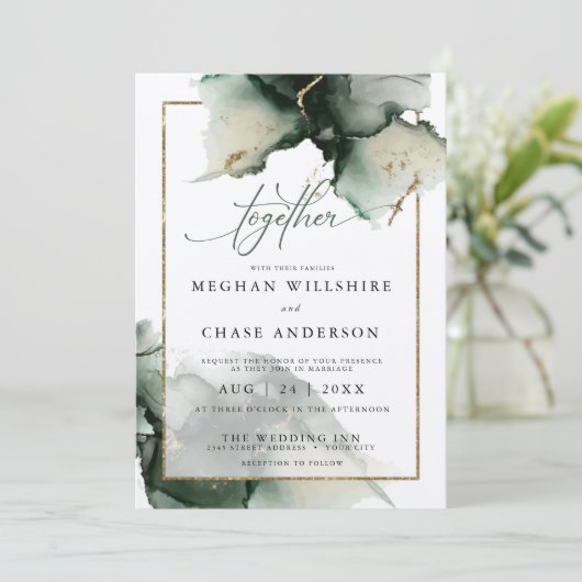 Modern Sage Green2 Waterverf Uitnodiging (Staand voorkant)