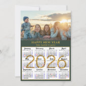 Modern Sage Green 2025 Calendar Gold Script Eenvou Feestdagenkaart (Voorkant)