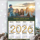 Modern Sage Green 2025 Calendar Gold Script Eenvou Feestdagenkaart