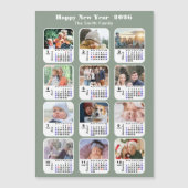 Modern Sage Green 2025 Kalender 12 Foto Magnetisch (Voorkant)