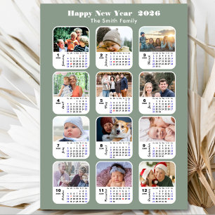 Modern Sage Green 2025 Kalender 12 Foto Magnetisch